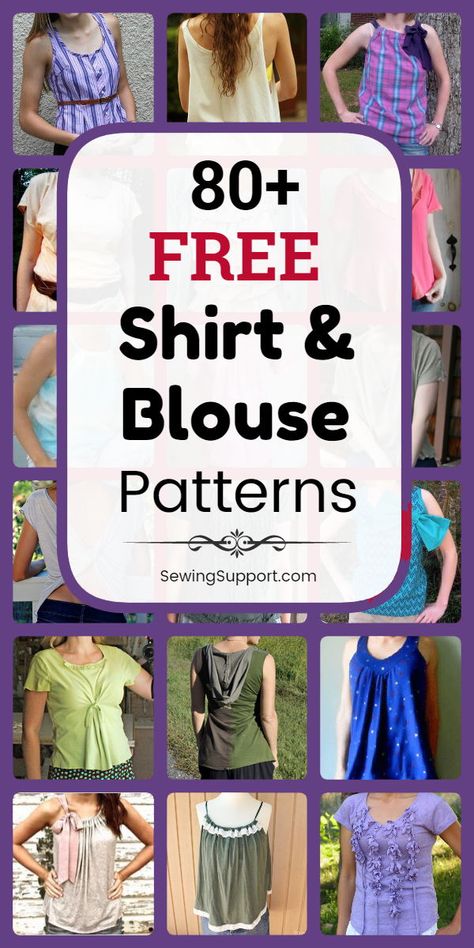 Sewing Patterns for Tops: 80+ free shirt & blouse sewing patterns, diy projects, and tutorials for women. Cute summer styles, simple tee refashions, knit and tank top styles and more. #SewingSupport #Tops #Shirt #Patterns #Blouse #Diy #Clothes #Sewing Shirts, Tops, Patchwork, Shirt Sewing Pattern, Sewing Shirts, Shirt Patterns For Women, Sewing Patterns Free Women, Top Sewing Pattern, Womens Sewing Patterns