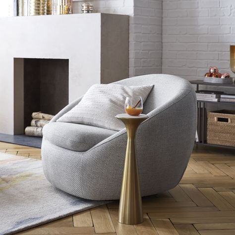 Instagram, Home Décor, West Elm, Design, Swivel Armchair, Swivel Chair, Leather Swivel Chair, Cozy Chair, Grey Accent Chair