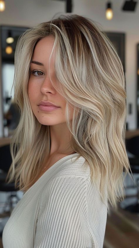 25 Platinum Blonde Hair Color Ideas for the Fashion-Forward Balayage, Platinum Blonde, Blonde Highlights, Platinum Highlights, Platinum Blonde Highlights, Shades Of Blonde, Light Ash Blonde Hair Color, Platinum Blonde Balayage, Darker Roots Blonde Hair