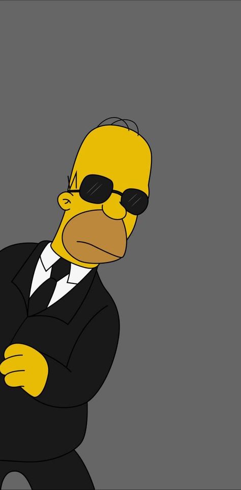 the simpsons is dressed in a suit and sunglasses with his arms crossed, looking like he's frowning