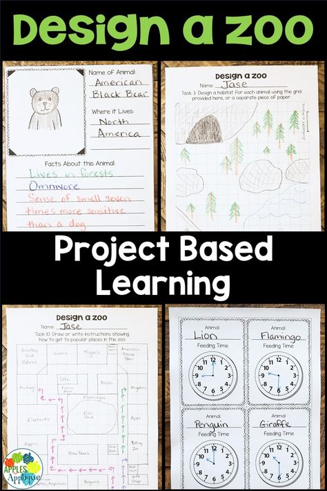 Project-based learning: Design a zoo! Perfect for 1st or 2nd grade, this project covers all of the subjects and is a ton of fun! Pre K, English, Project Based Learning Kindergarten, 3rd Grade Math, 2nd Grade Classroom, 2nd Grade Math, 2nd Grade Class, Project Based Learning Elementary, Project Based Learning