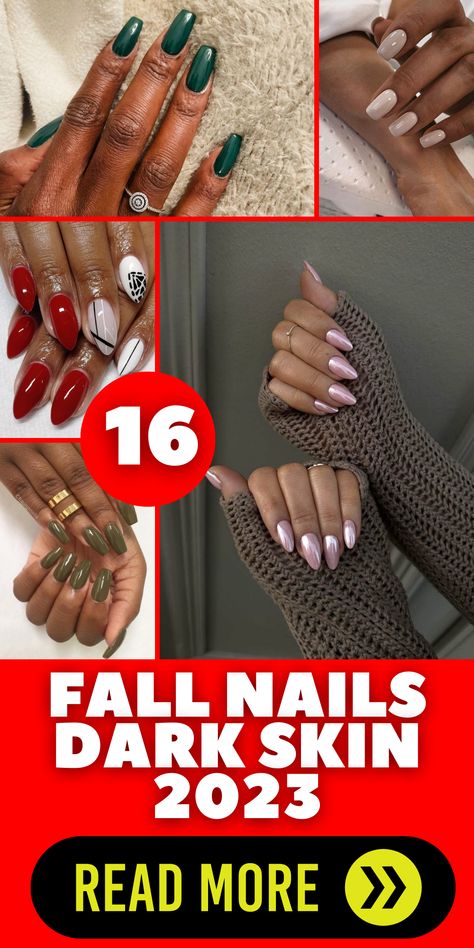Enhance your fall style with these mesmerizing nail colors for dark skin in 2023. Explore a range of shades that beautifully complement brown tones and embrace the season's vibes. Experiment with trendy colors that are perfect for black women. Express your individuality with nail art designs that make a statement. Stay on top of the latest color trends for 2023 and keep your nails ahead of the game Fall Nail Colors, Seasonal Nails, Fall Nail Designs, Color For Nails, Autumn Nails, Color Trends, Dark Nails, Colors For Dark Skin, Nail Colors
