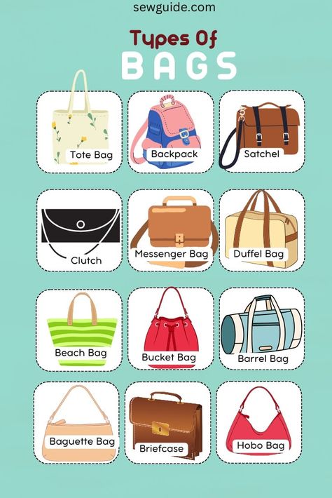 Purses, Bags, Types Of Purses, Bag Names, Types Of Bag, Hobo Bag, Messenger Bag, Types Of Handbags, Bag