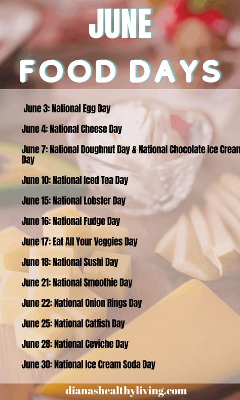 The ultimate list of National Food Days and food holidays listed by month. Everything from national cheesecake day, national ice cream day, national pie day and so much more. National What day today? Today is national what day? Foodie holiday #nationalfoodday #foodie #foodieholiday Crafts, Planners, Ideas, National Cheese Day, National Food Day Calendar, National Egg Day, National Drink Beer Day, National Vodka Day, National Iced Tea Day