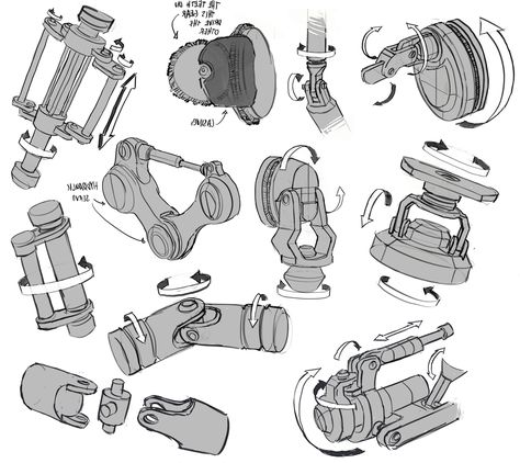 infinitedoodles: Mech Joints Study  This is a great example of exploring real-world interactions of parts and assemblies. Techno, Robot Parts, Mechanical Engineering, Mechanical Design, Robot Design, Robot Concept Art, Robot Arm, Robot Design Sketch, Robot Leg