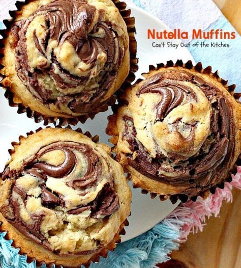 Oh my goodness, Nutella Muffins are heavenly. Yes, really! I have a confession to make. I’ve never tasted anything with Nutella before this. Never even tried it. Not once. Quite frankly, I wondered wh Snacks, Muffin, Nutella Recipes, Nutella, Desserts, Dessert, Bacon, Nutella Muffin Recipe, Nutella Muffins