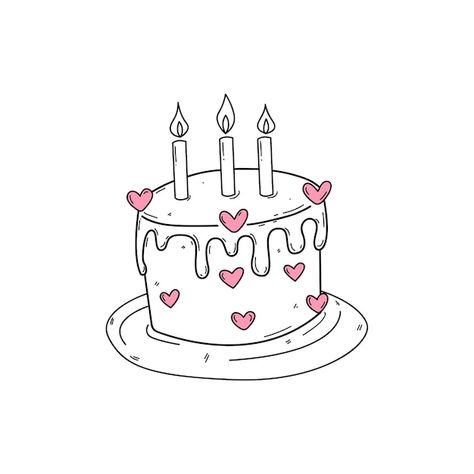 Birthday cake in doodle style | Premium Vector #Freepik #vector #anniversary-cake #birthday-cake #cute-cake #food-birthday Doodles, Birthday Cake Illustration, Birthday Cake Card, My Birthday Cake, Happy Birthday Cool, Happy Birthday Illustration, Cartoon Birthday Cake, Birthday Cake, Happy Birthday Drawings