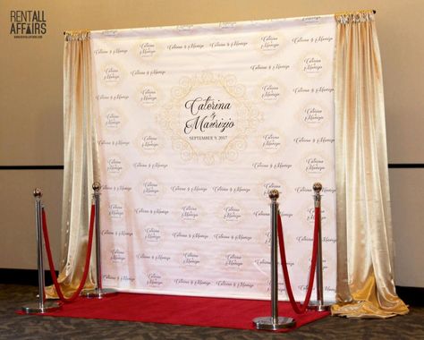 Create a custom backdrop for your photo booth feature. Treat your guests like celebrities on the red carpet. Decoration, Event Backdrop, Photo Booth Alternative, Photo Booth Backdrop, Red Carpet Event Backdrop, Red Carpet Backdrop Design, Photo Booth Company, Event, Red Carpet Event Decorations