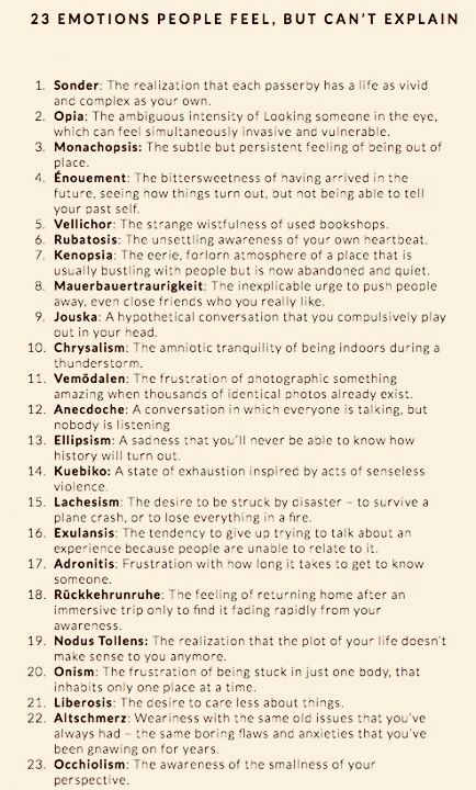 Words for emotions you feel but can't explain. Here you are, read and figure out what you're feeling! Motivation, Expressing Emotions, Other Words For Excited, Words To Describe Feelings, Writing Prompts For Writers, Describing Words, Words To Describe People, Other Words For Kind, Good Vocabulary Words