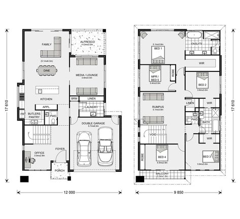 Floor Plan | Coogee 333 | Element Series House Floor Plans, House Design, House Plans, Double Storey House Plans, Modern House Plans, Modern House Plan, House Layouts, House Styles, Floor Plan Design