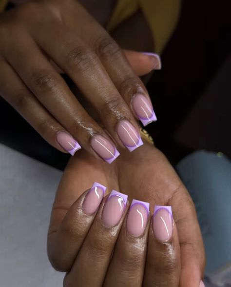 Manicures, Lilac Nails, Lilac Nails Design, Pink Acrylic Nails, Purple Acrylic Nails, Square Acrylic Nails, Purple French Manicure, Purple Nail Designs, Purple Ombre Nails
