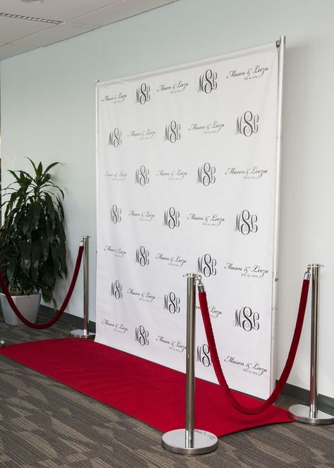 Step and Repeat Backdrop - Custom Monograms, Company Logos, Sponsor Logos, etc. Add Red Carpet and Rope for an extra special experience in Grand Rapids, MI! Wedding Decorations, Diwali, Rustic Wedding Decorations, Backdrops, Event Decor, Wedding Backdrop, Grand Opening Party, Grand Opening, Photo Booth