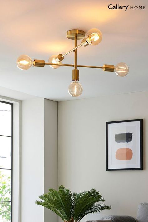 Gallery Home Industrial 5 Bulb Ceiling Light Studio, Brass Ceiling Light, Semi Flush Ceiling Lights, Flush Ceiling Lights, Gold Ceiling Light, Ceiling Lamp, Ceiling Pendant Lights, Modern Ceiling Light, Light Fittings