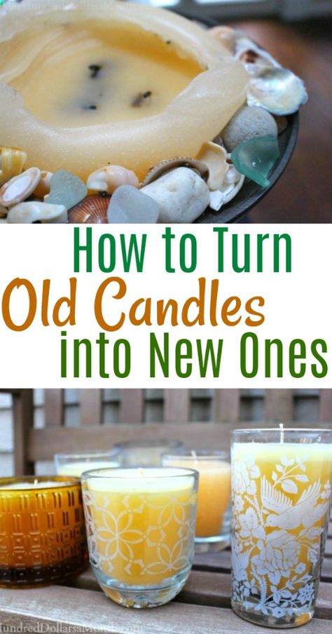 How to Turn Your Old Candles into New Ones - One Hundred Dollars a Month Upcycling, Bath, Crafts, Diy, Home-made Candles, Ideas, Recycle Candles, Diy Candles From Old Candles, Repurposing