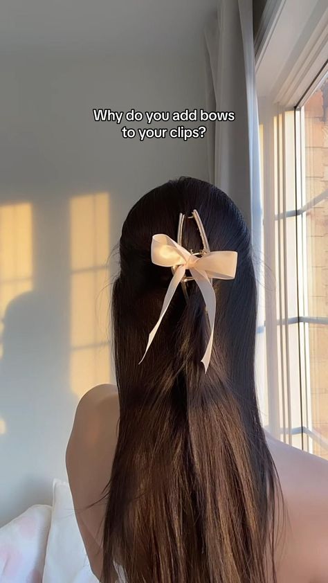 Hairstyle Tutorial Easy and Cute Hairstyle For Beginners Diy Hairstyles, Ribbon Hairstyle, Claw Clip, Clip Hairstyles, Easy Hairstyles For Long Hair, Hair Up Styles, Cute Hairstyles, Hair Tips Video, Hair Hacks