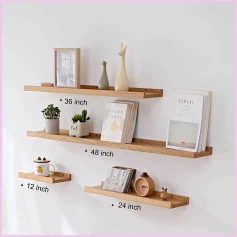 [Ad] Premium Natural Wood: The Floating Shelf For Wall Was Made Of North American Fas Grade Oak. We Insist On Using 100% Solid Wood, No Leather Oak, And No Artificial Board. Our Hanging Shelf Is Much Thicker Than Ordinary Shelves, Which Are More Durable. When Properly Install, This Hanging Shelf Can Safely Hold Up To 61 Lbs Weight Items! Perfect Wall Decor: Our Wall Shelf Is Sleek Designed, Coated By Eco Pure Finish, Full With Modern Style. The #floatingbookshelvesaesthetic Picture Ledge Shelf, Long Floating Shelves, Timber Shelves, Floating Bookshelves, Bohemian Bedroom Decor, Wood Floating Shelves, Shelves In Bedroom, Rustic Shelves, Moroccan Decor