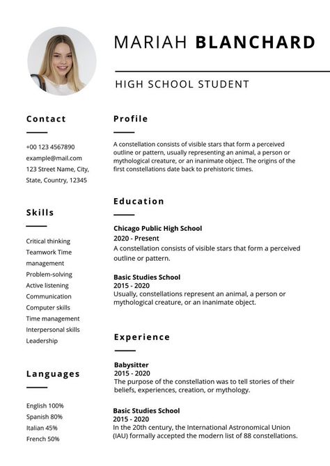High School, High School Resume, High School Resume Template, High School Jobs, Admissions, Teen Resume With No Experience, Education Resume, College Resume, College Resume Template