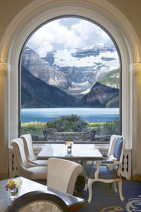 Gypsy Living Traveling In Style| Rocky Mountain Views from dining table at the Fairmont Chateau Lake Louise http://www.janetcampbell.ca/ Destinations, Hotels, Vancouver, Lake View, Lake Louise, Fairmont Chateau Lake Louise, Chateau Lake Louise, Underwater Hotel, Lake Louise Canada