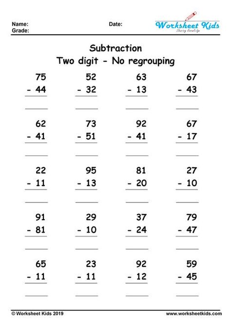 Worksheets, Subtraction Without Regrouping 1st Grade, Subtraction With Regrouping Worksheets, Addition And Subtraction Worksheets, Subtraction Activities, Subtraction Worksheets, Math Subtraction Worksheets, Math Addition Worksheets, Math Subtraction