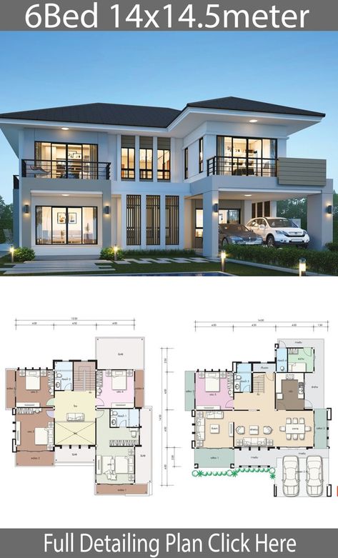House design plan 14x14.5m with 6 bedrooms Interior, Design, Sims, Modern, Haus, Model House Plan, Sims House Plans, Case, House