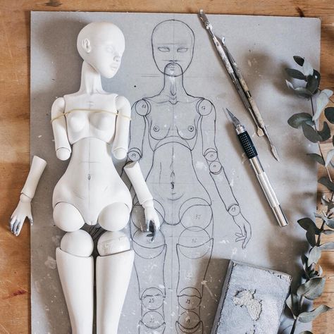 My favourite tools for sculpting BJD — Nymphai Dolls Bjd Dolls Tutorial How To Make, Diy Bjd Doll Joints, Bjd Sketch, Bjd Blueprint, Bjd Dolls Tutorial, Doll Joints, Art Doll Tutorial, Coraline Doll, Sculpted Doll