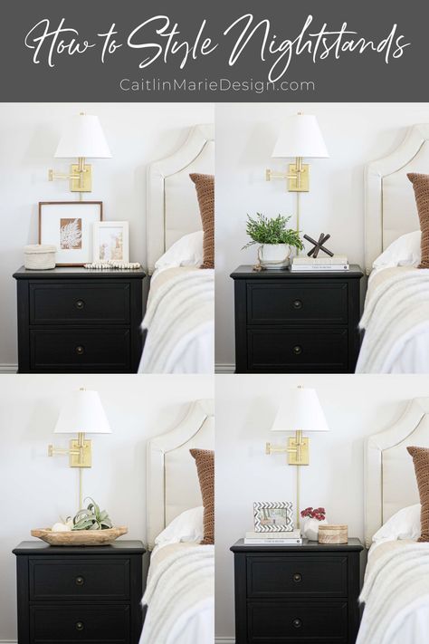 Inspiration, Home Décor, Styling Nightstand Bedside Tables, How To Style A Nightstand, How To Style Nightstand, Styling A Nightstand, Styling Nightstand, Nightstand In Front Of Window, Nightstand Styling