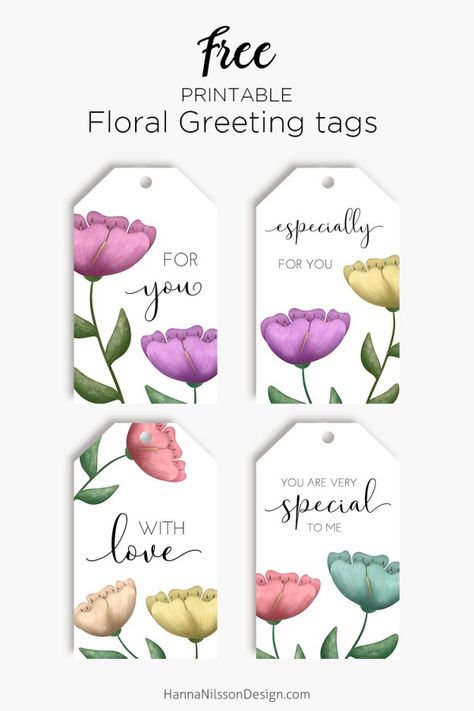 Watercolor floral gift tags – Hanna Nilsson Design Diy, Gift Tags, Decoupage, Gift Tags Printable, Gift Tags Diy, Gift Labels, Handmade Gift Tags, Gift Tags Birthday, Free Printable Gift Tags