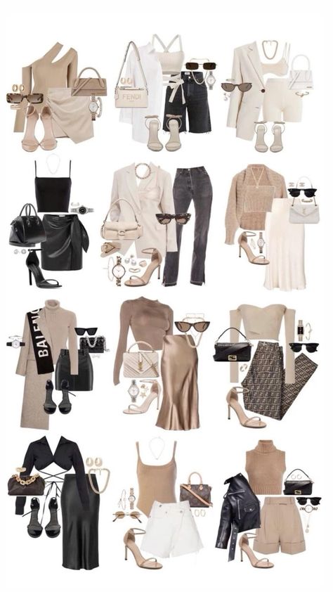 Outfits, Moda, Fashion Capsule, Lookbook Outfits, Fashion Capsule Wardrobe, Edgy Capsule Wardrobe, Rich Clothes, Fashion Essentials, Classy Wardrobe