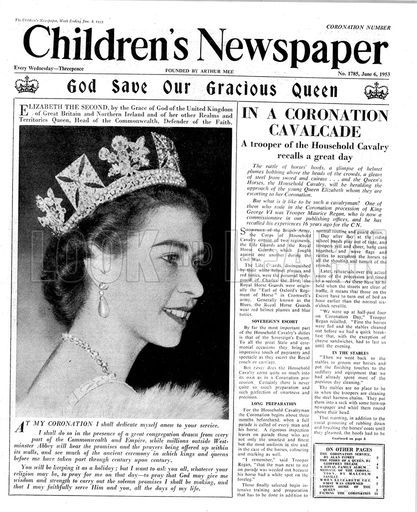 The Queen read this newspaper every day as a young girl to keep abreast of  current events. picture Cover of The Children's Newspaper celebrating the Coronation of Queen Elizabeth II Vintage, Queen, Instagram, Gracious, Elizabeth Ii, Funny Tattoos, Print, Celebrity Weddings, Queen Elizabeth