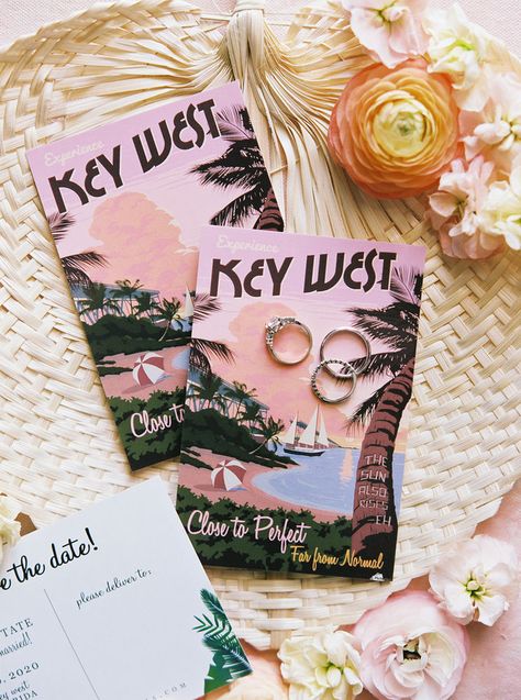 Intimate and Tropical Destination Wedding in Key West Florida, Design, Key West Florida, Save The Date Cards, Destination Wedding Save The Dates, Destination Wedding Etiquette, Key West Wedding Venue, Key West Wedding, Wedding Save The Dates