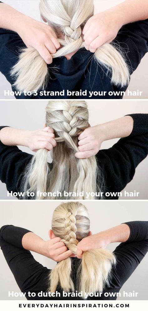 Braided Hairstyles, Diy Hairstyles, Braiding Your Own Hair, Easy Updos For Long Hair, Braided Hairstyles Tutorials, Braided Hairstyles Easy, Easy Braids, Easy Hairstyles For Medium Hair, Easy Hair Updos
