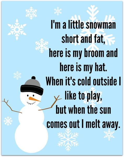 Add some language and movement to this song and free printable and kids have fun: snowman song printable