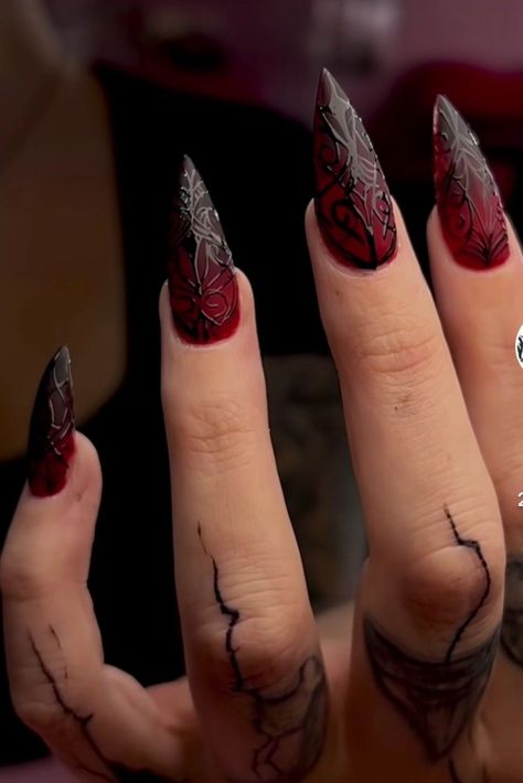 Step into the New Year with style - explore chic and sparkling nail designs! Goth, Goth Nails, Gothic Nails, Vampire Nails, Punk Nails, Ongles, Kuku, Grunge Nails, Cute Nails