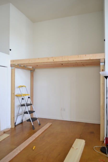 How To Vault A Ceiling, 8x10 Bedroom Layout, Build A Loft, Build A Loft Bed, Små Rum Lidt Plads, Apartemen Studio, Loft Floor, Loft Flooring, Loft Bed Plans