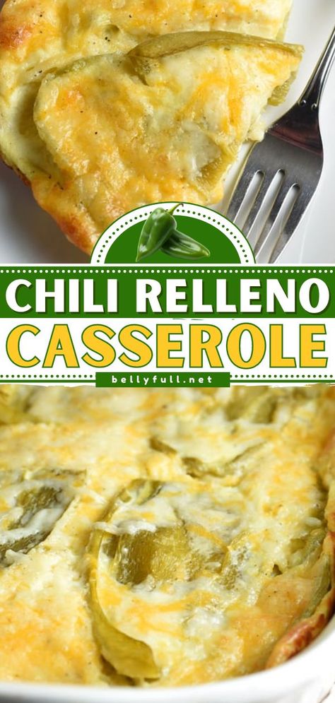 Chili Relleno Casserole, breakfast casserole, brunch recipes Chile Relleno Casserole Recipe, Stuffed Chili Relleno Recipe, Rellenos Recipe, Chile Relleno Recipe, Chili Relleno Casserole, Chili Relleno, Chile Verde, Mexican Cooking, Mexican Food Recipes Easy