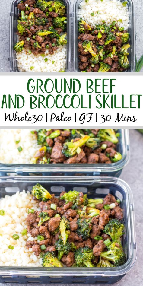 This Whole30 ground beef and broccoli skillet is perfect for a quick weeknight meal or meal prep recipe. It comes together in under 30 minutes, has a simple ingredient list which makes it budget friendly, and reheats well! It's also paleo, low carb, and gluten-free, so everyone can enjoy it. Made in only one pan, so you won't have to spend time on clean up either! #groundbeefrecipes #onepan #skilletrecipes #whole30beef #lowcarb #glutenfreerecipes Ground Beef, Whole30 Recipes, Ground Beef Recipes, Ideas, Healthy Recipes, Protein, Low Carb Recipes, Healthy Ground Beef, Ground Beef And Broccoli