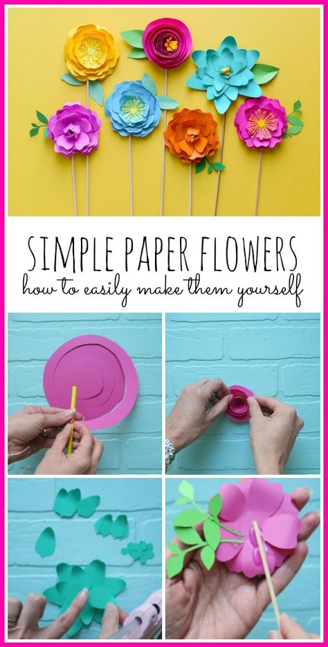 Paper Flowers, Diy, Origami, Easy Paper Flowers, How To Make Paper Flowers, Paper Flowers For Kids, Rolled Paper Flowers, Paper Flowers Craft, Paper Flower Crafts