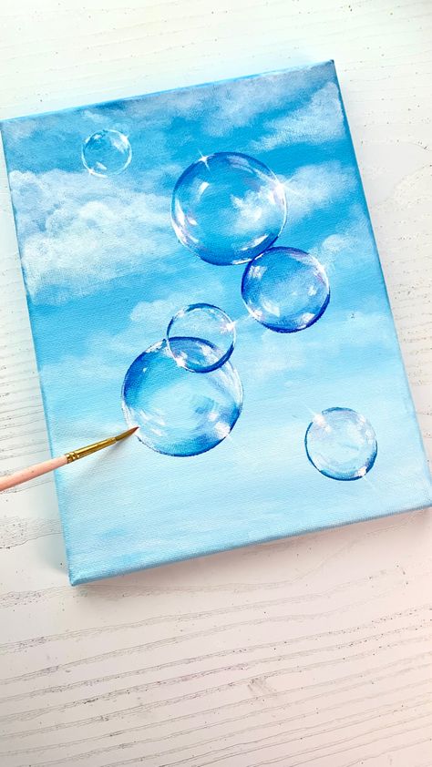 Painting & Drawing, Acrylic Art, Cloud Painting Acrylic, Bubble Painting, Acrylic Painting For Beginners, Painting Tutorials, Watercolor, Acrylic Sky Painting, Diy Art Painting