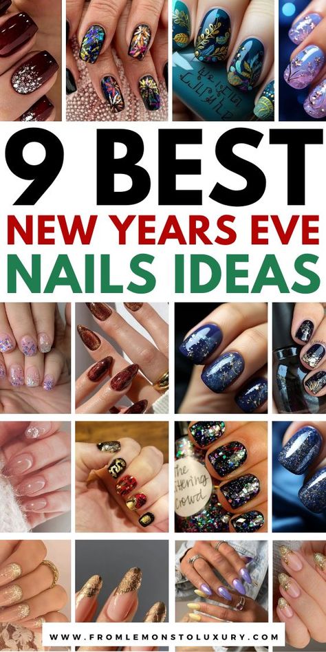 Gel Nail Designs, New Years Nail Designs, Nails For New Years, New Years Nail Art, New Years Eve Nails, New Year Nail Art, January Nail Designs, Cruise Nails, Nail Decorations