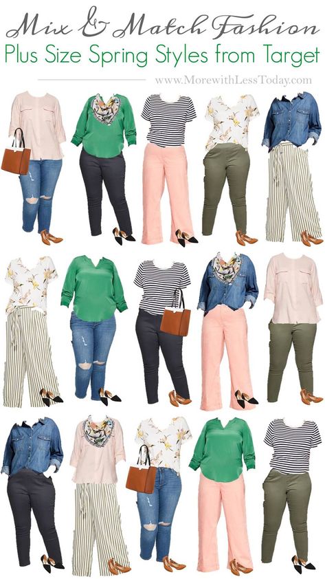 Plus Size Capsule Wardrobe, Summer Capsule Wardrobe, Curvy Outfits, Fashion Outfits, Womens Fashion, Moda Casual, Mix And Match Fashion, Target Clothes, Look Plus Size