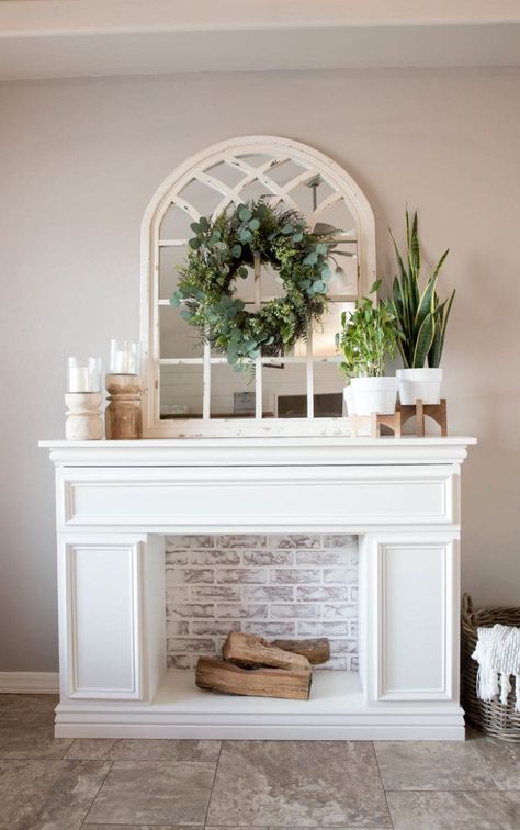 How To Build A Faux Fireplace With Hidden Storage - Addicted 2 DIY Home Décor, Home, Fireplace Mantle, Faux Fireplace Mantels, Fireplace Mantels, Fireplace Decor, Fireplace Wall, Home Fireplace, Fireplace