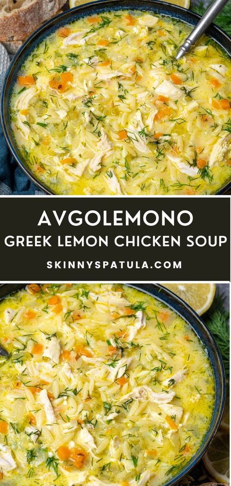Greek Lemon Chicken Soup, Lemon Soup, Lemon Chicken Soup, Fest Mad, Greek Lemon Chicken, Diner Recept, Egg Yolks, Deilig Mat, Mediterranean Diet Recipes