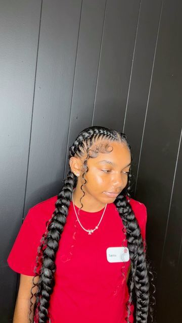 @icedbykottaa_ on Instagram: "2 braids with curls 😍😍😍 #explore #2braids #cleveland #bookstagram #cleveland" Gaya Rambut, Haar, Afro, Girls Hairstyles Braids, Peinados, Pretty Hairstyles, Cute Braided Hairstyles, Pretty Braids, Cute Box Braids Hairstyles