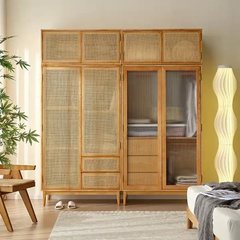 Dreamhause Japanese-style Wooden Wardro Nordic Solid Wood Rattan 2 Doors Wardrobe Home Storage Large Hanging Cabinet - Buy Solid Wood Bedroom Furniture Cabinet Locker Storage,Wooden Drawers Storage Cabinets Living Room Cabinet,Living Room Furniture Wood Clothing Cabinet Cloth Cabinet Product on Alibaba.com Home, Design, Interior, House, Interieur, Japanese Furniture, Houten, Puertas, Bedroom Interior