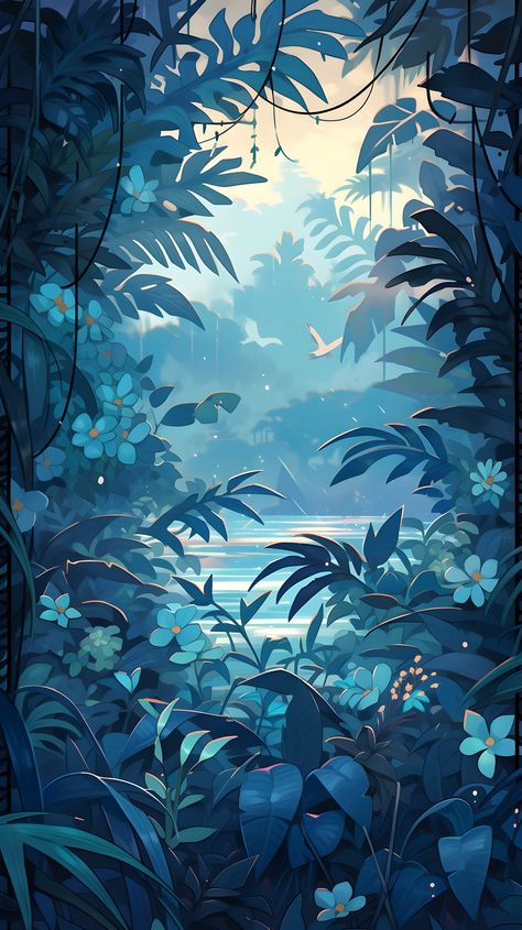 Teal Rain Forest Fauna #Teal Rain Forest Fauna #cool backgrounds # #background #wallpaper #images #Photos #Pictures #Illustrations #Vectors #Collections Nature, Inspiration, Forest Wallpaper, Blue Forest, Scenery Wallpaper, Rain Art, Rain Illustration, Forest River, Scenery Background