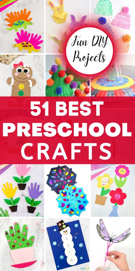 Are you looking for fun DIY Preschool crafts that promote creativity and fine motor skills? From handprint crafts to recycled craft projects and seasonal kids activities, there is something for every occasion. Encourage your children’s artistic side with painting and paper crafts. These easy crafts for kids are perfect for toddlers and preschoolers and will keep them entertained for hours! Try out these preschool crafts today and make learning fun! Pre K, Crafts For Preschoolers, Preschool Craft Activities, Educational Crafts For Toddlers, Crafts For Kindergarten, Craft Activities For Kids, Easy Preschool Crafts, Preschool Art Activities, Preschooler Crafts