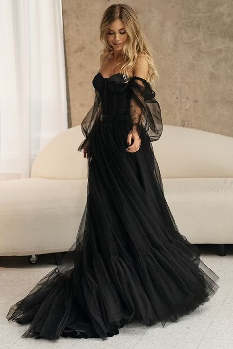 Outfits, Tulle, Black Wedding Dress Gothic, Corset Dress Prom, Black Tulle Dress, Black Tulle Wedding Dress, Sweetheart Prom Dress, Black Gothic Wedding Dresses, Black Corset Dress