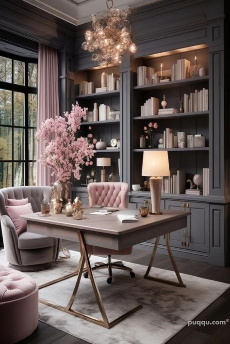 Girly Home Office Ideas: Create a Chic Workspace - Puqqu Interior, Home Décor, Home, Home Office, Inspiration, Girly Home Office Ideas, Girly Home Office, Office Room Decor, Glam Office Decor