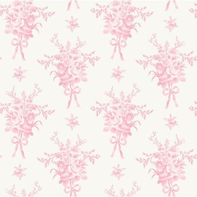 This vintage floral wallpaper is the dreamy, feminine accent you've been searching for! This wallpaper features bouquets of full-petaled roses and wildflowers, pained in delicate shades of pink against an antique white backdrop. Rosie Arrangements is an unpasted, non woven wallpaper. Colour: Pink Inspiration, Design, Pink, Wedding Bouquet Toss, Decoration, Pink Floral Wallpaper, Vintage Floral Wallpapers, Floral Wallpaper, Pink Bouquet