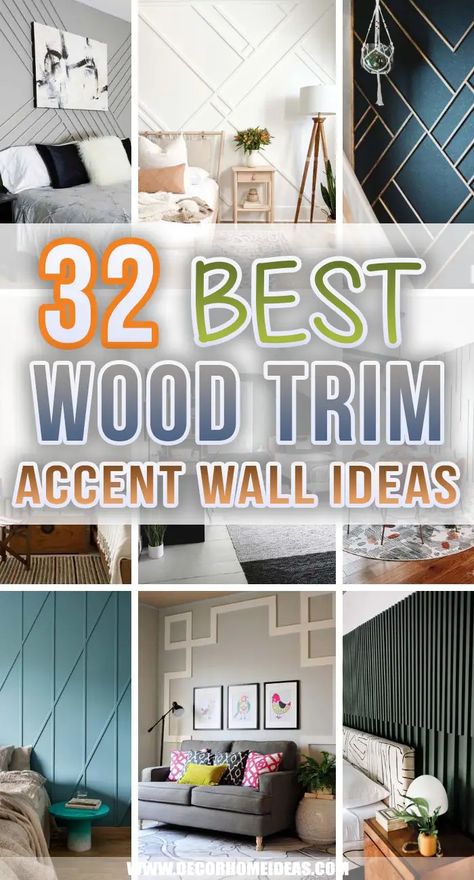 Best Wood Trim Accent Wall Ideas. Are you considering adding an accent wall to one of your rooms? Well, these wood trim accent wall ideas might be your best option as they are stylish and elegant. #decorhomeideas Design, Interior, Home Décor, Wood Trim Walls, Wood Trim, Accent Wall, Accent Wall Designs, Wood Wall Design, Accent Walls In Living Room